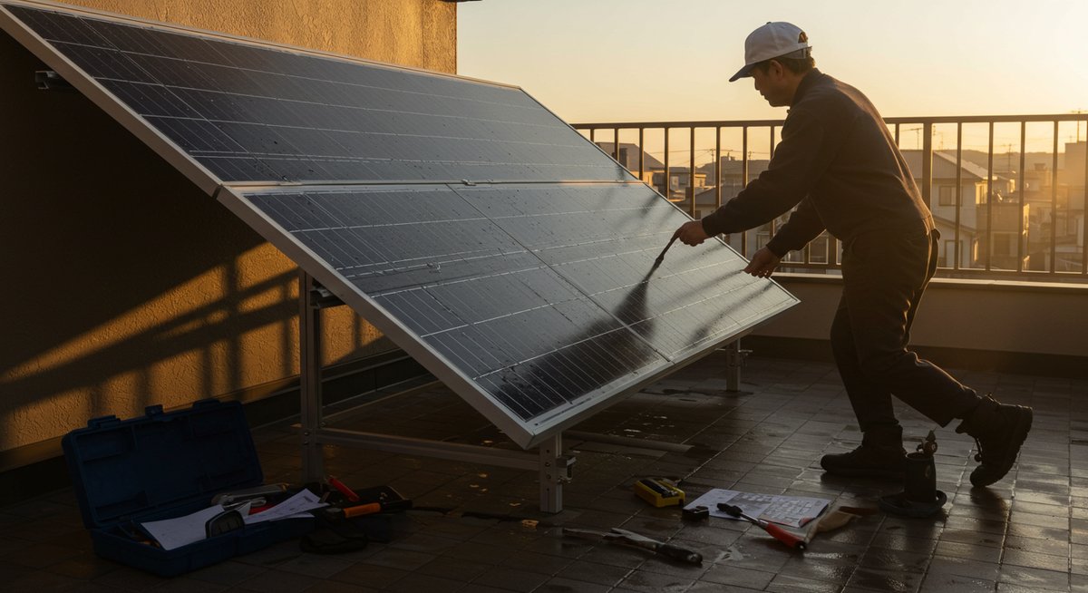 ソーラーパネル ベランダ 吊るす